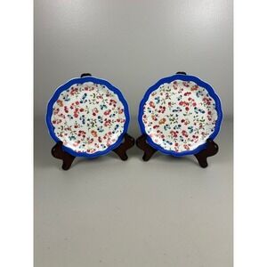 Pioneer Woman Vintage Ditsy Cobalt Melamine Appetizer Plate Set of 2 Blue Floral